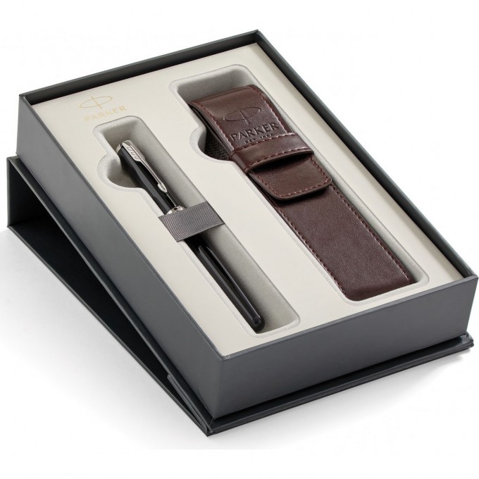 Подарочный набор PARKER: Перьевая РУЧКА PARKER SONNET BLACK LACQUER CT + чехол из экокожи 2018899
